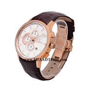 ساعت مچی رومانسون مردانه کرنوگراف گرد چرمی رزگلد صفحه سفید کد 16254 ساعت مچی مردانه مارک دار